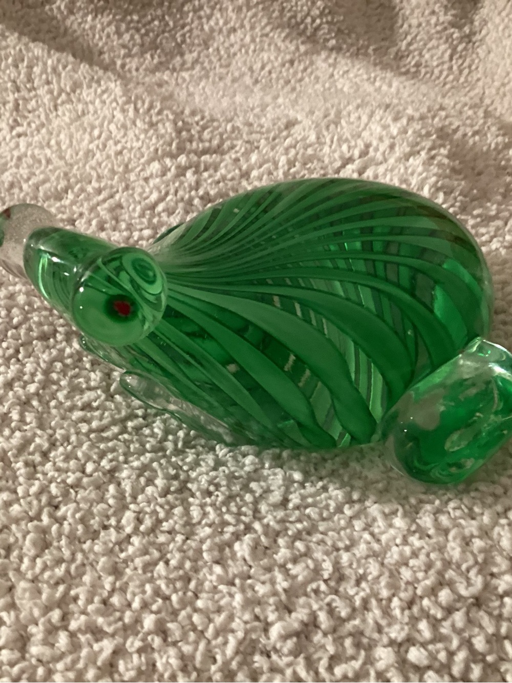 Green Handblown Glass Bird Figurine - Decorative Home Accent